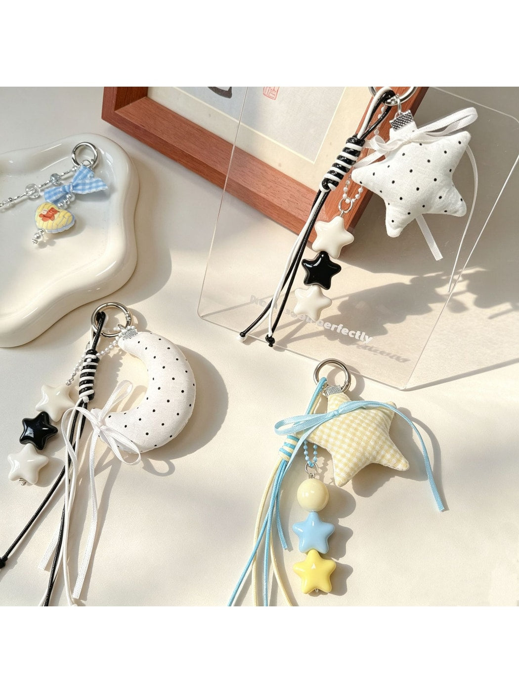 Keypus - Sweet Cartoon Moon and Star Pendant Keychain