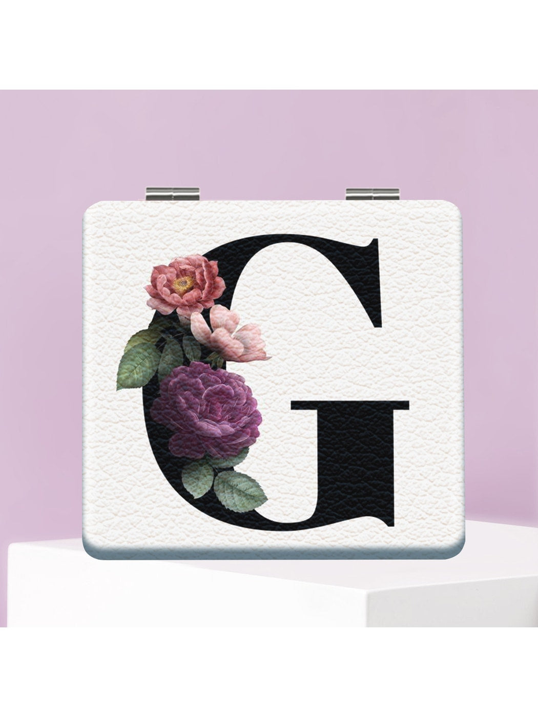 Mirroray - Floral Letter Print Folding Makeup Mirror