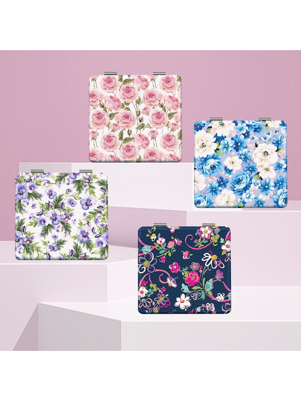 Mirroray - Floral Pattern Portable Folding Makeup Mirror