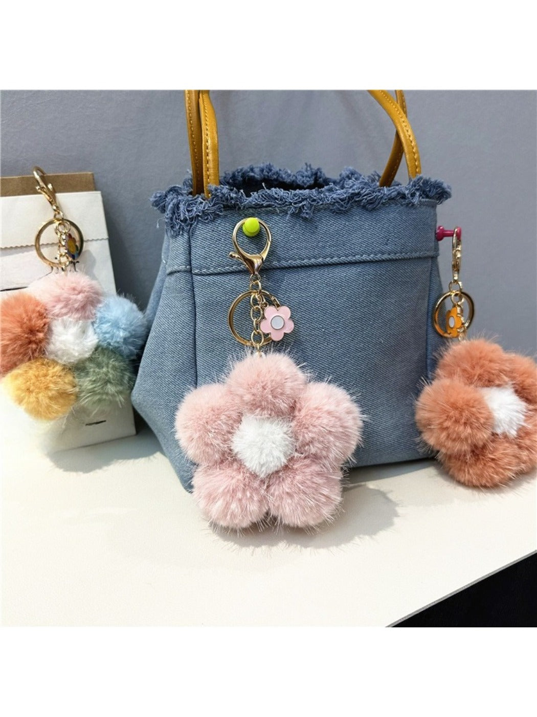 Keypus - Colorful Plush Flower Bag Charm Keychain