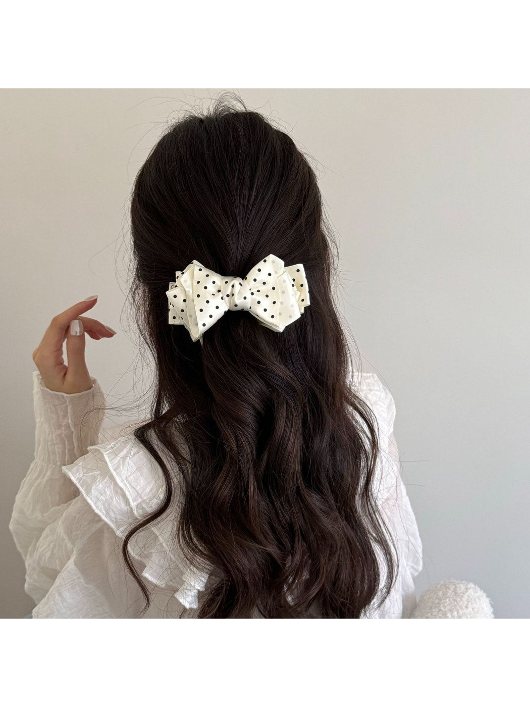 Beau - Polka Dot Bow Ponytail Banana Clip