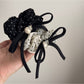 Gifty - Satin Look Ruffled Bow Accent Scrunchie