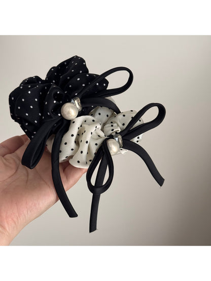 Gifty - Satin Look Ruffled Bow Accent Scrunchie
