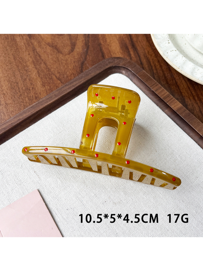 Beau - Lacquered Polka Dot Ring Accent Claw Clip