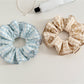 Gifty - Gathered Plaid Trim Polyester Bun Scrunchie