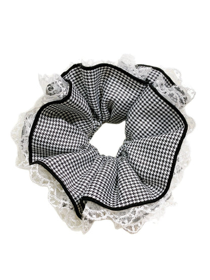 Gifty - Plaid Lace Scrunchie Bow Low Ponytail