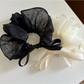 Gifty - Polyester Bow Heart Pendant Hair Scrunchie
