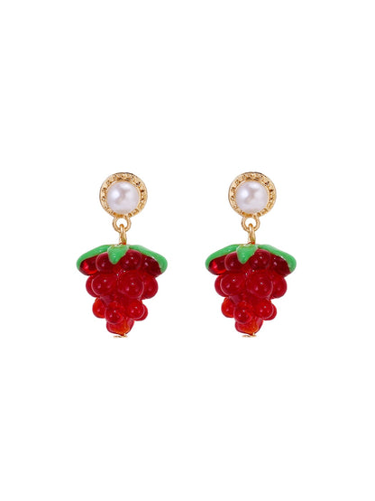 Earedge - Grape Cluster Fruit Drop Dangle Earrings