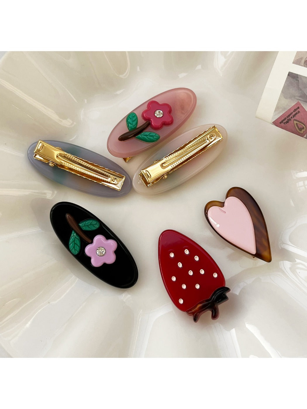 Beau - Sweet Flower Oval Hairpin