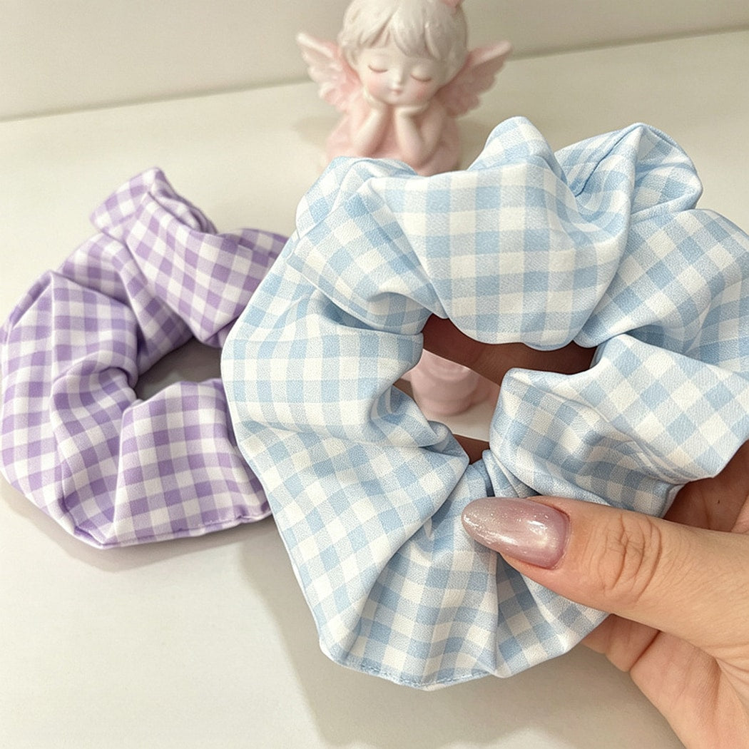 Gifty - Checked Polyester Line Pattern Scrunchie