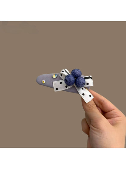 Beau - Blueberry Motif Bow Decor Hair Clip