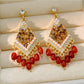 Earedge - Geometric Rhinestone Tassel Dangle Earrings
