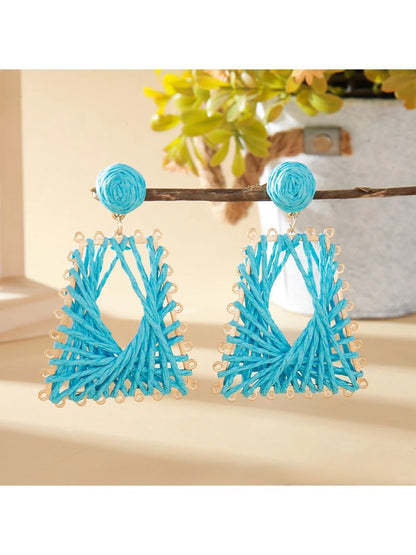 Earedge - Raffia Woven Trapezoid Earrings