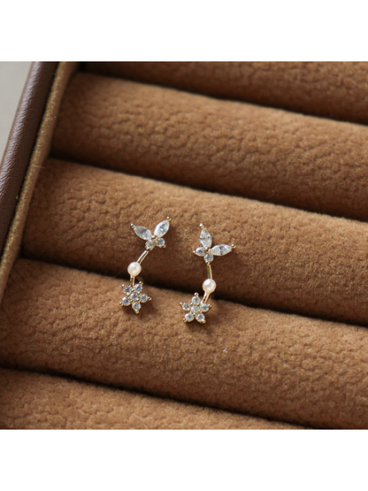 Earedge - Light Luxury Butterfly Drop Stud Earrings