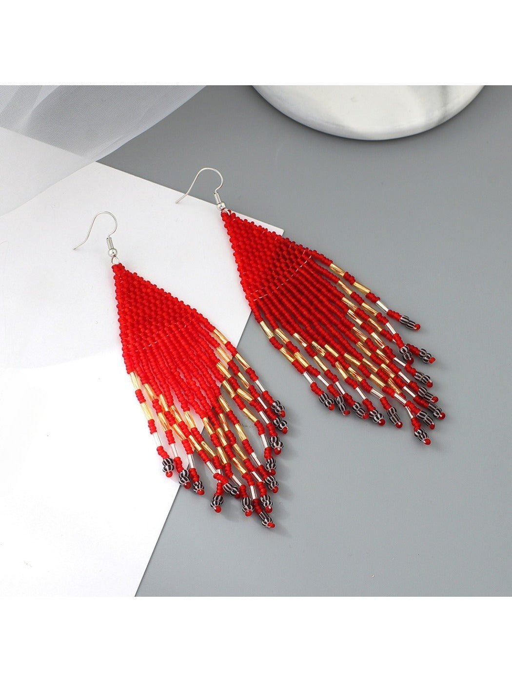 Earedge - Seed Bead Fringe Earrings