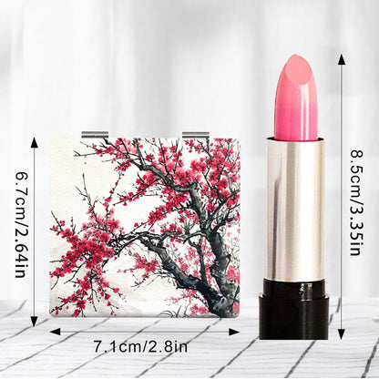 Mirroray - Floral Print Foldable PU Cover Makeup Mirror