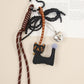 Keypus - Heart Pattern PU Strap Alloy Bag Charm Keychain