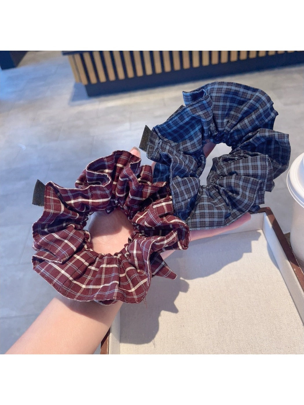 Gifty - Vintage Tartan Pleated Hair Scrunchie