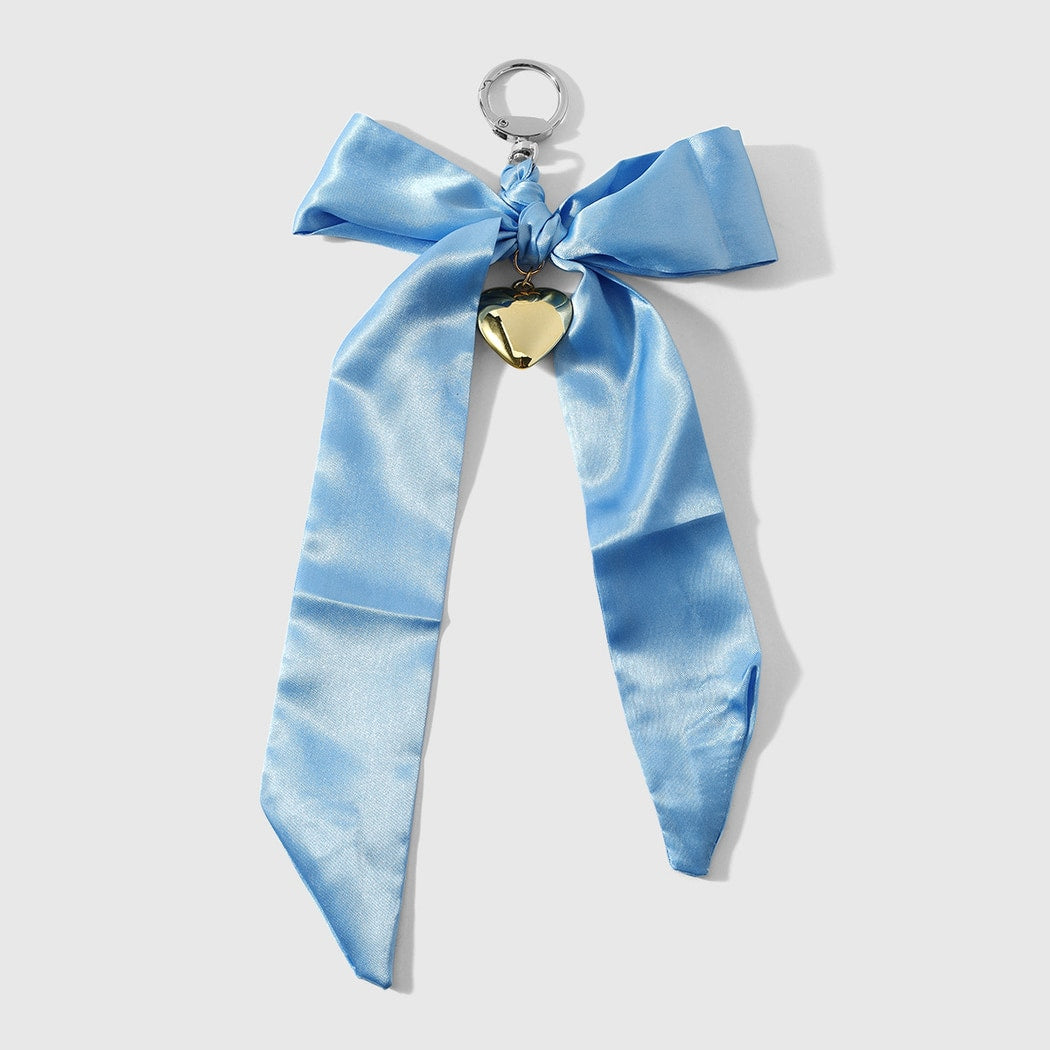 Keypus - Heart Charm Satin Bow Keychain