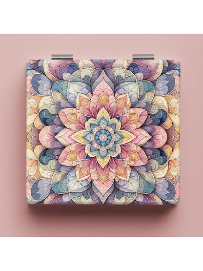 Mirroray - Floral Print Foldable PU Glass Mirror