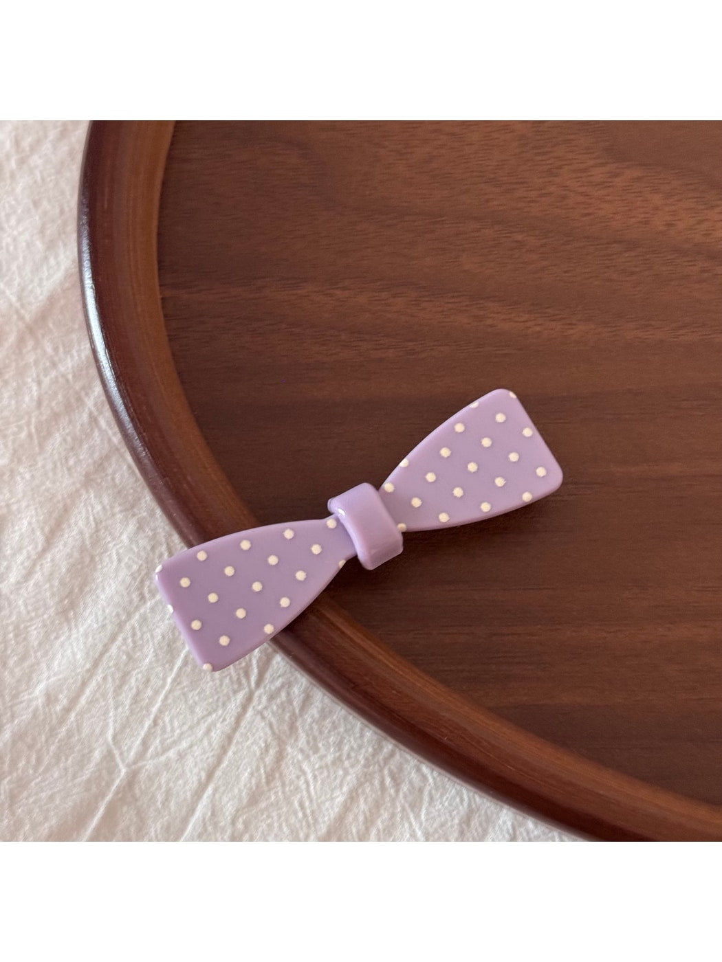 Beau - Dotted Bow Side Bang Barrette Hair Clip