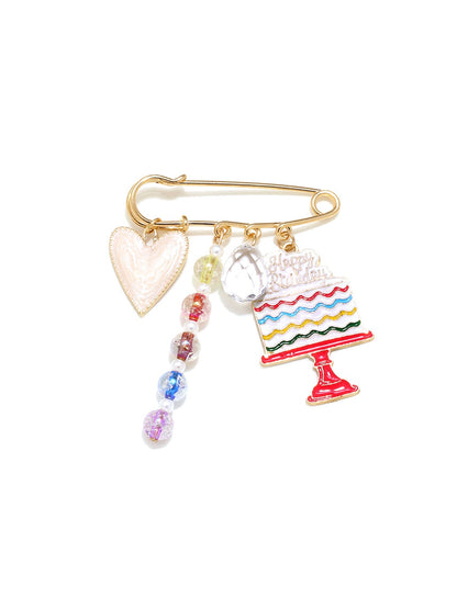 Brovia - Heart Detail Cake Charm Pin Brooch