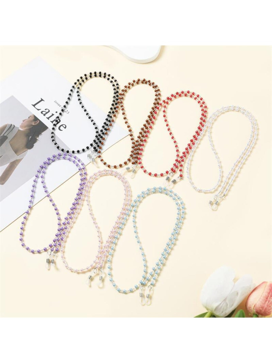 Velra - Minimalist Solid Color Beaded Eyeglass Strap