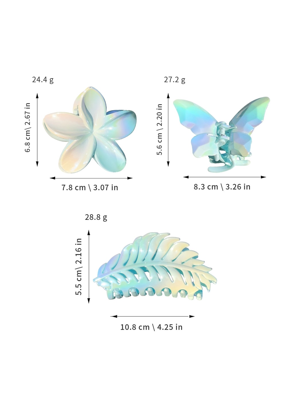 Beau - Gradient Plastic Flower Design Claw Clip