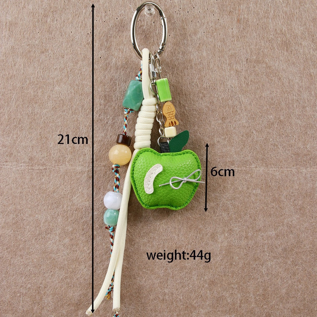 Keypus - Apple Motif Woven Cord Bag Charm Keychain