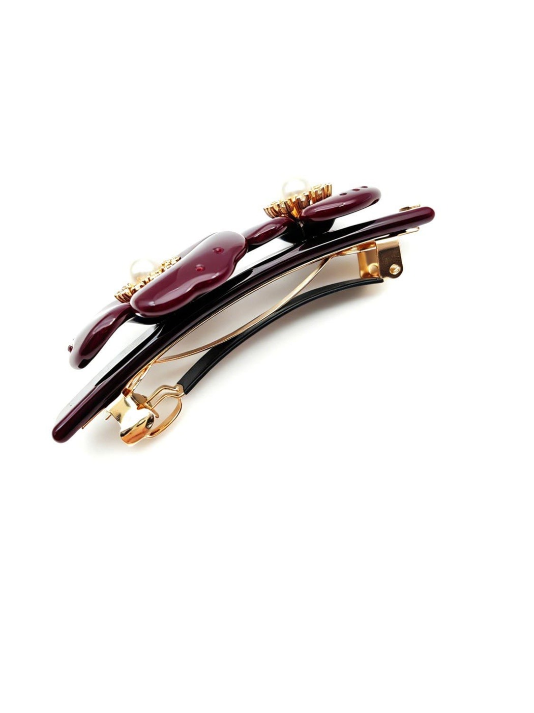 Beau - Glossy Acetate Flower Detail Alloy French Barrette