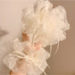 White double layer scrunchie styled on a wrist as a fashion accessory