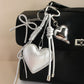 Keypus - Silver Heart Bow Woven Cord Bag Charm Keychain