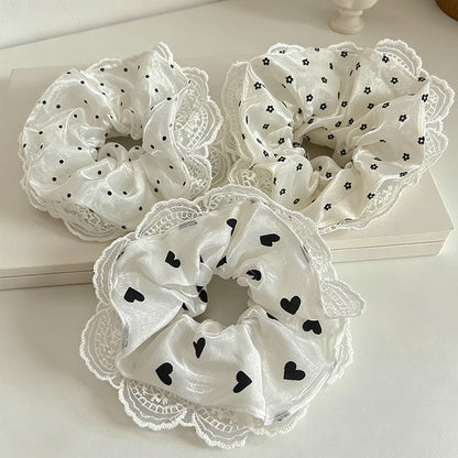 Gifty - Polka Dot Floral Lace Fabric Scrunchie