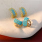 Earedge - Geometric C Shape Vintage Style Stud Earrings