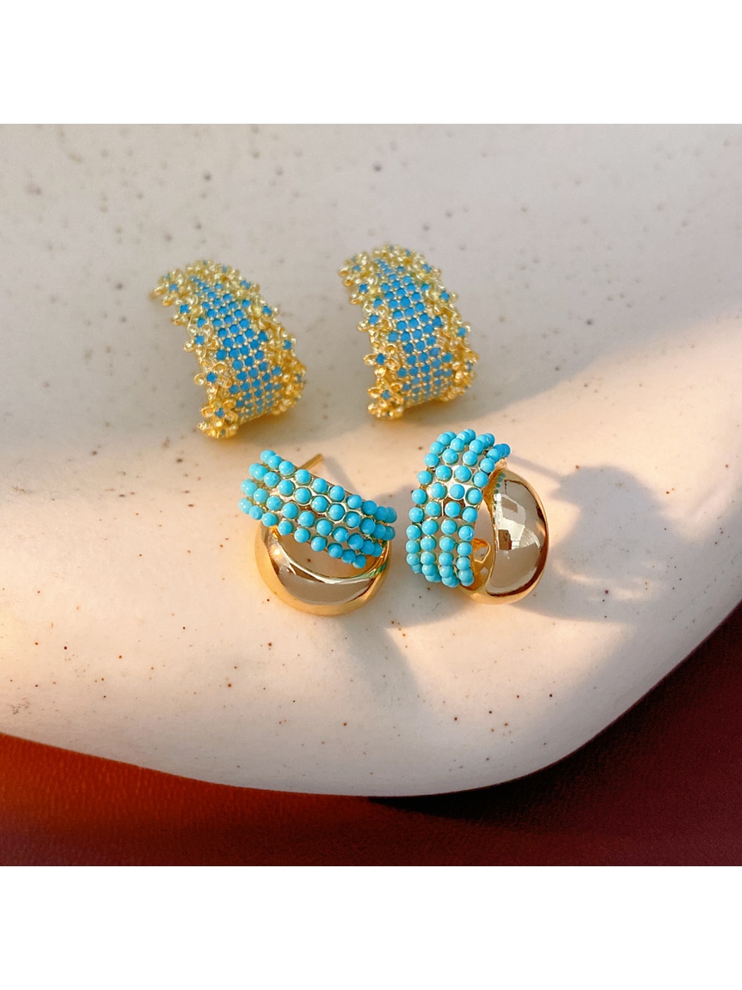 Earedge - Geometric C Shape Vintage Style Stud Earrings