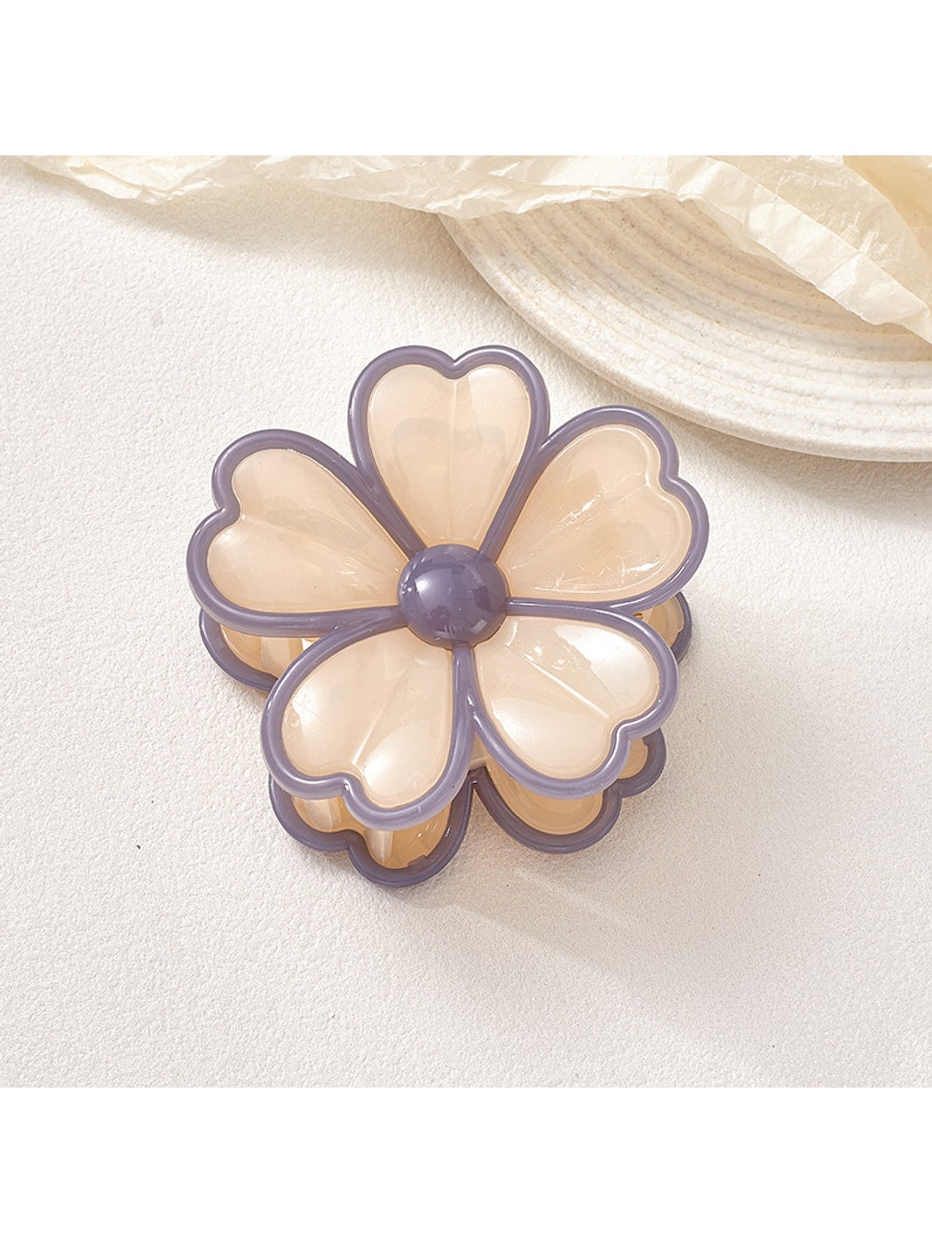 Beau - Glossy Petal Flower Plastic Hair Claw Clip