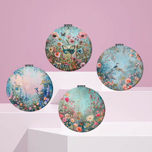 Mirroray - Floral Butterfly Round Folding Pocket Mirror