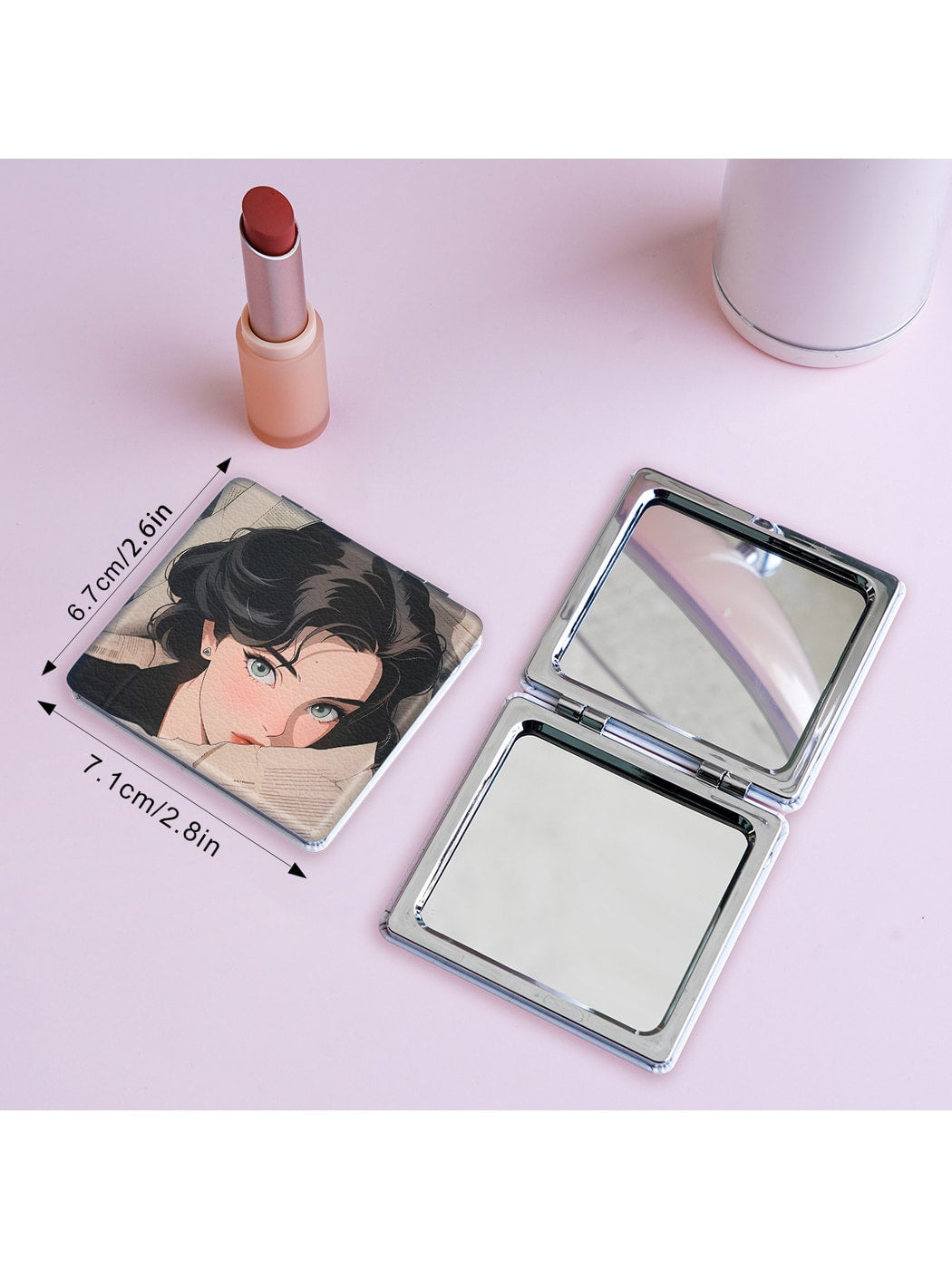 Mirroray - Cute Girl Print Folding Makeup Mirror