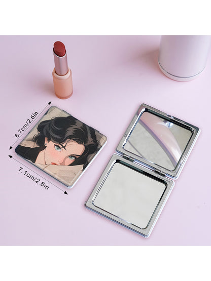 Mirroray - Cute Girl Print Folding Makeup Mirror
