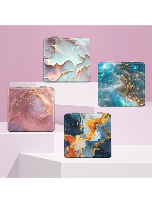 Mirroray - Abstract Pattern PU Folding Makeup Mirror