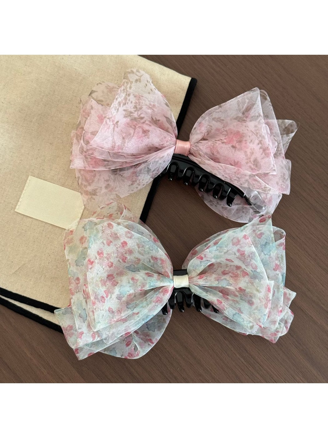 Beau - Sheer Floral Bow Decorative Banana Clip