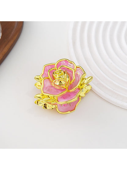 Beau - Sweet Floral Rose Gold Trim Hair Claw Clip