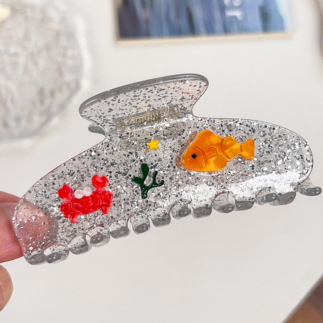 Beau - Translucent Acetate Ocean Motif Claw Clip