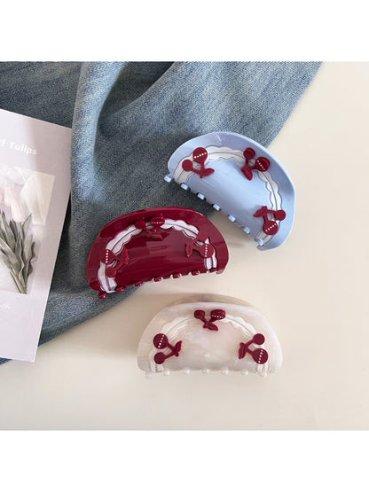 Beau - Adorable Half Round Cherry Themed Claw Clip