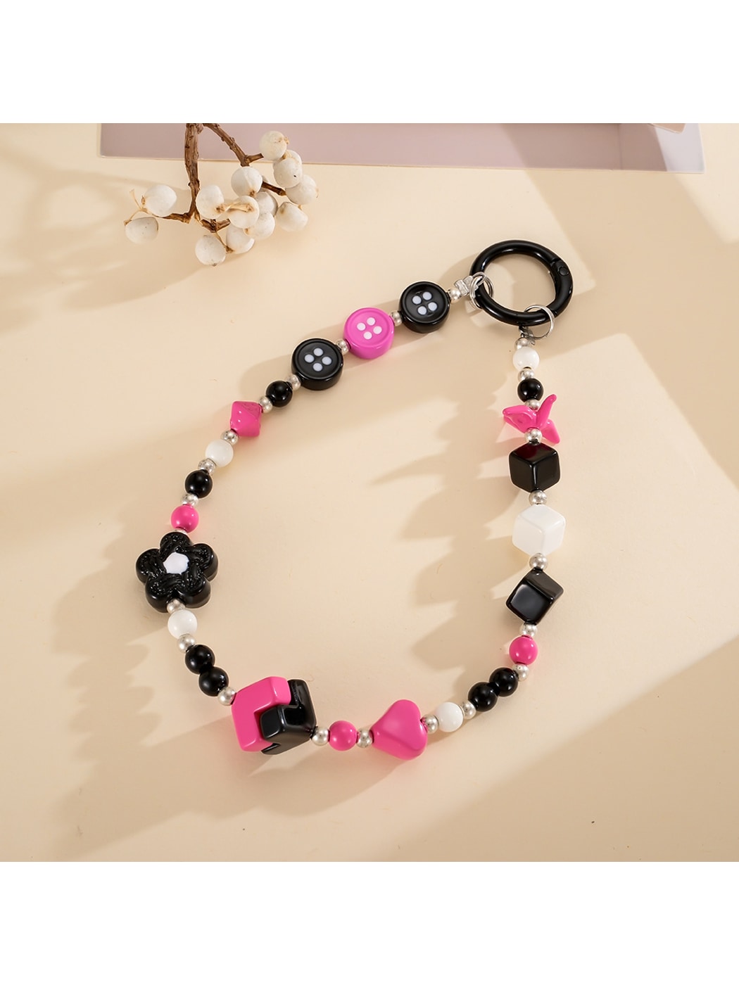 Keypus - Color Block Square Bead Beaded Phone Charm