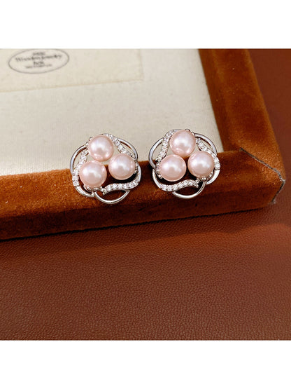 Earedge - Round Openwork Floral Stud Earrings