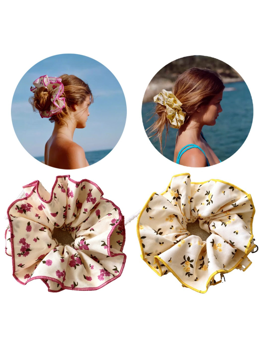 Gifty - Floral Print Double Layer Scrunchie Sweet
