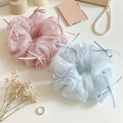 Gifty - Mesh Bow Ribbon Detail Scrunchie