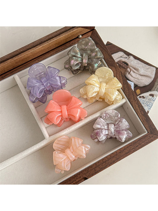 Beau - Glossy Bow Shape Acetate Fiber Claw Clip