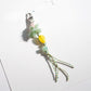 Keypus acrylic beaded flower keychain with pink petals and white center beads